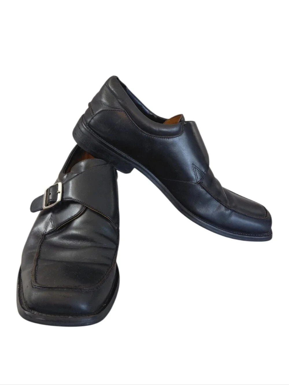 Cabke & Co. Terry Black Leather Monk Strap Dress Shoes Size 10.5